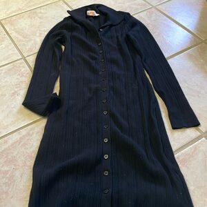 LEYDEN black button-up collared sweater dress. Size M.